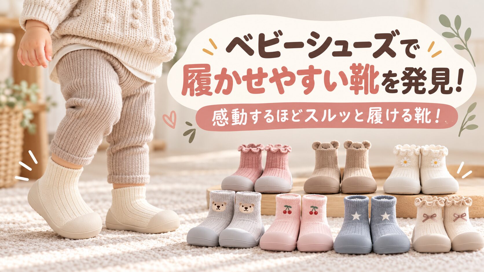 履かせやすいベビーシューズ